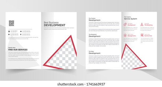 Red Brochure Design Template, Bifold Brochure Design