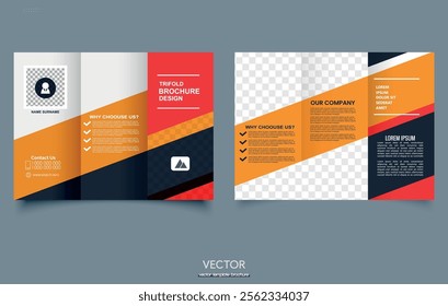 Red Brochure design, brochure template, creative tri-fold, trend cover