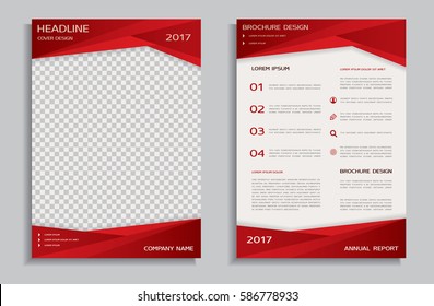 Red brochure design template - flyer, front and back page