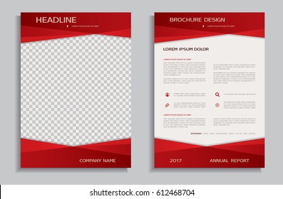 Red brochure design template, front and back page