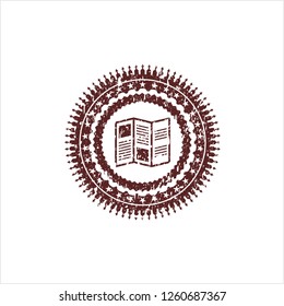 Red brochure icon inside grunge seal