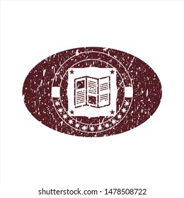 Red brochure icon inside grunge style stamp