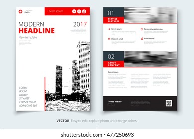 Red Brochure Modern Cover Design. Corporate Business Template For Annual Report, Catalog Or Magazine. Brochure Layout With Abstract Triangular Background. Creative Poster Or Flyer Concept