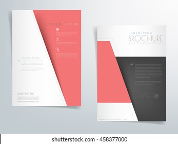 Red brochure template flyer background and header design red pastel and black paper element with white space for text and message in A4 size , Vector