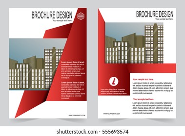 Red Brochure template flyer design, abstract template for annual report, magazine, poster
