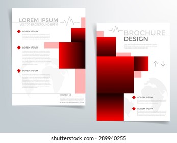 Red brochure template vector background flyer design with red elements square box idea and sample text for text and message brochure artwork design in A4 size