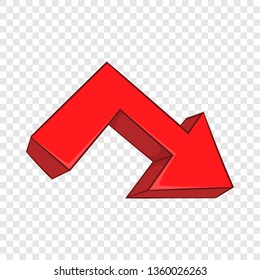 Red broken arrow icon in cartoon style on a background for any web design 