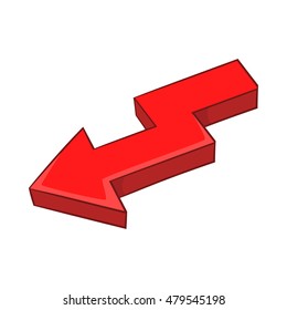 Red broken arrow icon in cartoon style on a white background vector illustration