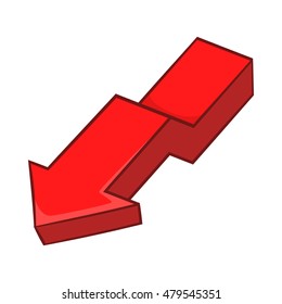 Red broken arrow icon in cartoon style on a white background vector illustration