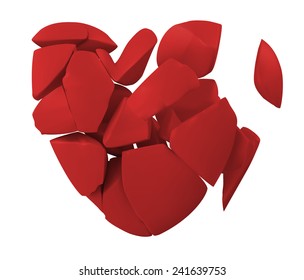 Red Broken Heart. 3d illustration.