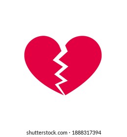 Red broken heart. Flat icon for apps and websites. Vector illustration.