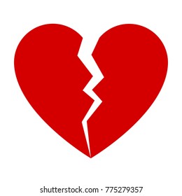 Красное разбитое сердце. Плоская иконка для приложений и веб-сайтов. Векторная иллюстрация.