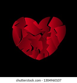 Red broken heart icon. Abstract vector illustration.