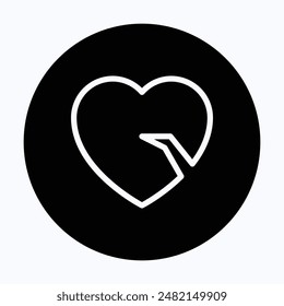Red Broken Heart icon For Apps And Websites. Vector Illustration.