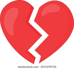 Red broken heart icon with a jagged line separating the two halves.