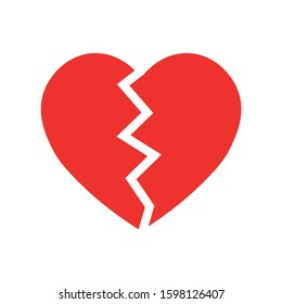 Red broken heart icon. Simple flat vector illustration.