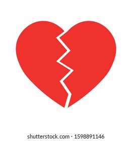 Red broken heart icon. Simple flat vector illustration.