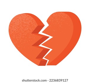 Icono de corazón rojizo. Pegatina para redes sociales y reacción para mensajeros. Comunicación e interacción en línea. Sentimientos y emociones, tristeza y soledad. Dibujo vectorial plano de dibujos animados