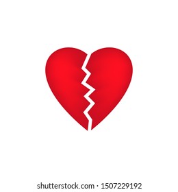 Red broken heart icon. vector illustration