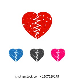 Red broken heart icon. vector illustration