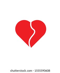 RED BROKEN HEART ICON. VECTOR ILLUSTRATION