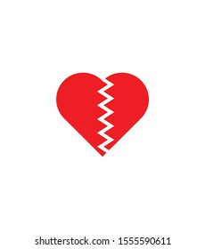 RED BROKEN HEART ICON. VECTOR ILLUSTRATION