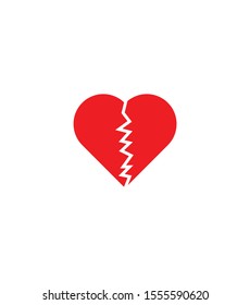 RED BROKEN HEART ICON. VECTOR ILLUSTRATION