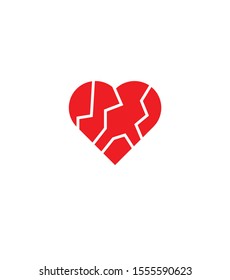 RED BROKEN HEART ICON. VECTOR ILLUSTRATION