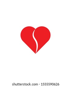 RED BROKEN HEART ICON. VECTOR ILLUSTRATION