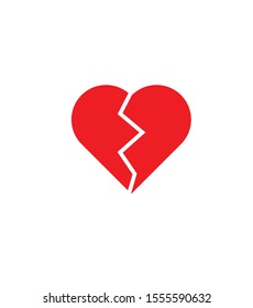 RED BROKEN HEART ICON. VECTOR ILLUSTRATION