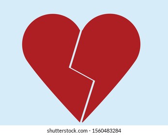 RED BROKEN HEART ICON. VECTOR ILLUSTRATION
