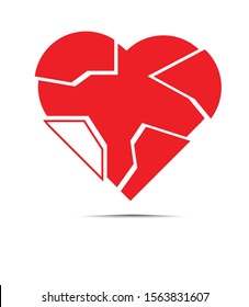 red broken heart icon. vector illustration