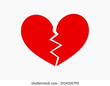 Red broken heart icon. Vector illustration