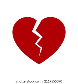 Red broken heart icon, vector