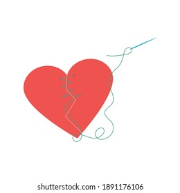 Corazón rojizo aislado en fondo blanco. Símbolo de amor y amor abandonado. Ilustración de vectores de arte plano