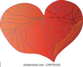 
red broken heart on a white background