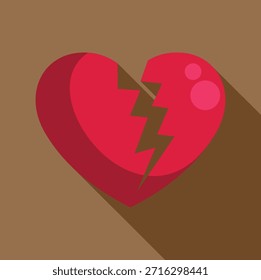 Rojo corazón roto que representa la tristeza, el fin del amor y los tiempos difíciles
