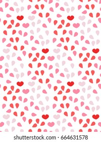 Red broken heart seamless pattern. Two heart halves of different colors