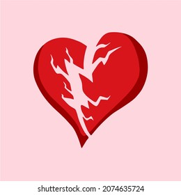 Diseño de iconos de símbolos de forma de corazón roto. Ilustración vectorial plana de amor.