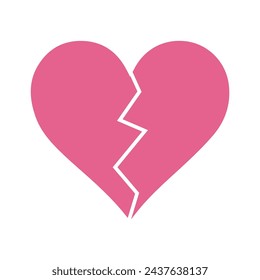 Red broken heart, vector art with white background.