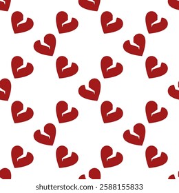 Red broken heart vector concept seamless pattern - Lost love and emotional distress background