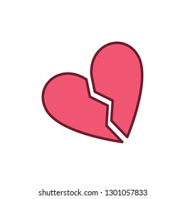 Red Broken Heart vector creative icon or design element