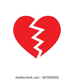red broken heart vector icon. heartbreak or divorce vector icon.