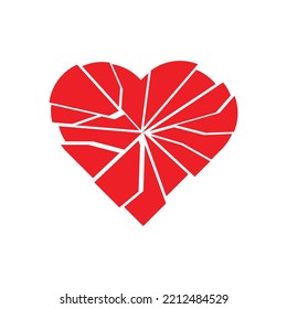 Red broken heart vector icon design. Heartbreak  broken heart or divorce vector icon. isolated on white background