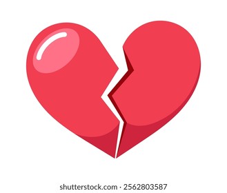 Red broken heart vector illustration