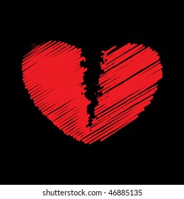 Red broken heart, vector illustration