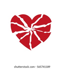 Red  broken heart vector on white background 