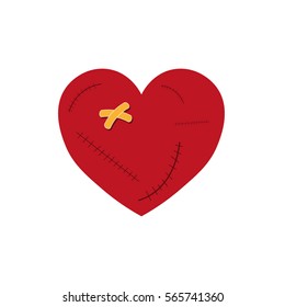 Red  broken heart vector on white background 