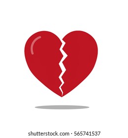 red  broken heart vector on white background 