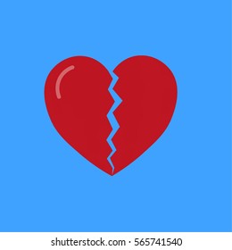 red  broken heart vector on blue background 